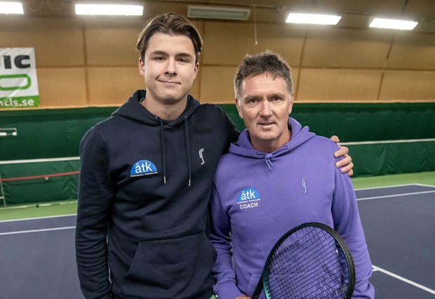 I huvudet p en tennisspelare 